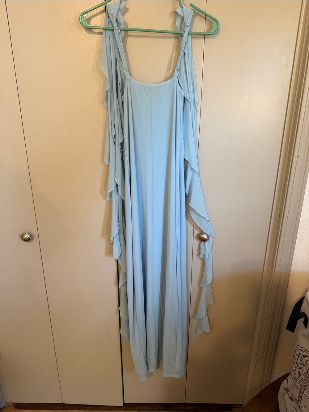 Light Blue Ruffled Women's Dress - Picture 4 of 4